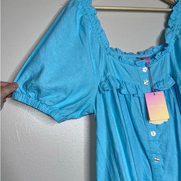 Stoney Clover x Target Puff Sleeve Square Neck Ruffle Mini Dress Blue L - Picture 3 of 7